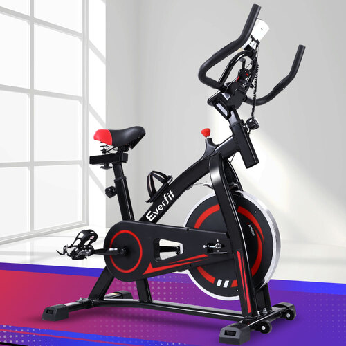 Exercise Bike Flywheel Fitness Commercial Home Workout Gym Machine Bonus Phone Holder Black