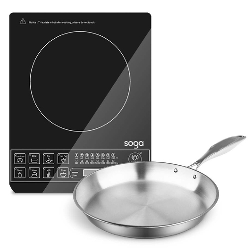 Electric Smart Induction Cooktop and 28cm Stainless Steel Fry Pan Cooking Frying Pan