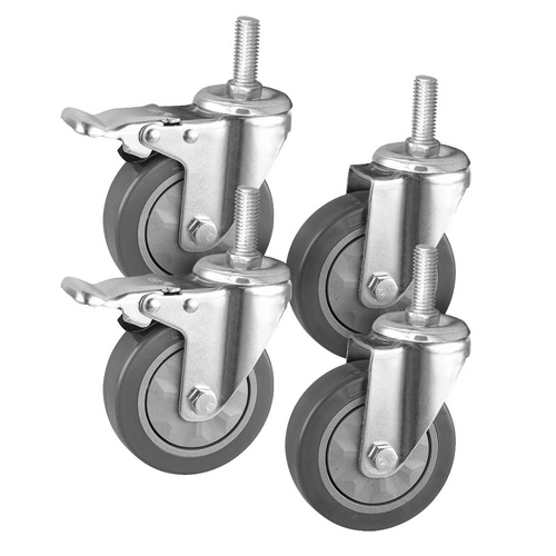 4" Heavy Duty Polyurethane Swivel Castor Wheels with 2 Lock Brakes Casters