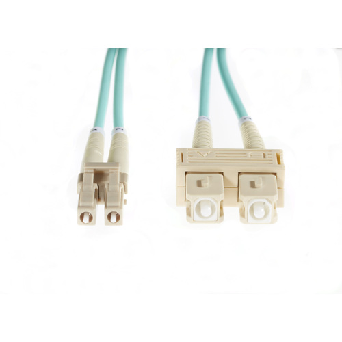 30m LC-SC OM4 Multimode Fibre Optic Cable: Aqua