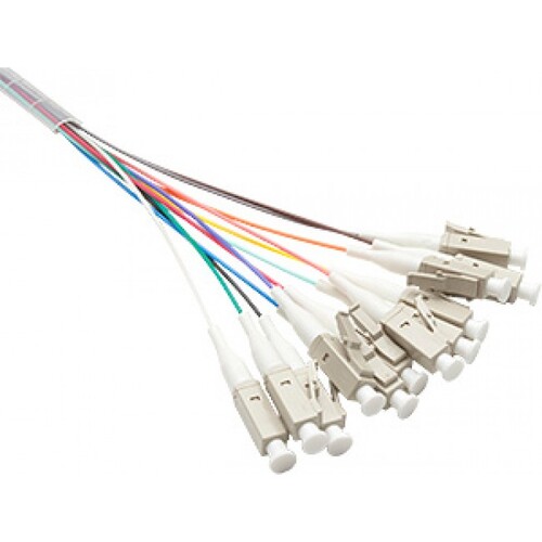 Fibre Pigtail LC OM1 Multimode 2m: 12 Pack Rainbow
