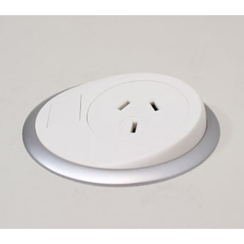 OE Elsafe: Pixel 1 x GPO / 2 x Data Coupler with 2000mm Lead with 10A three pin plug - White/Silver