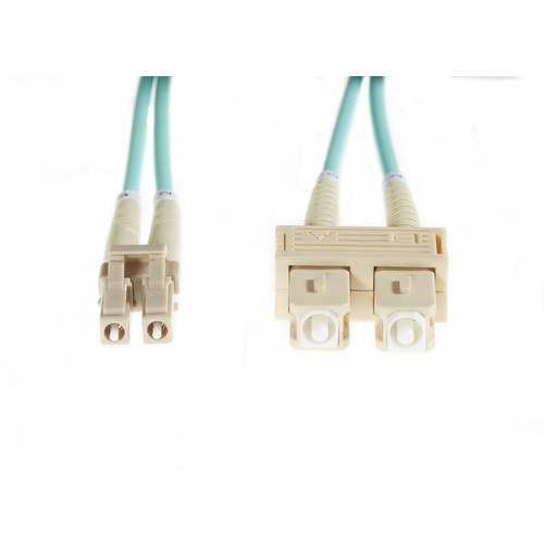 30m LC-SC OM3 Multimode Fibre Optic Cable: Aqua