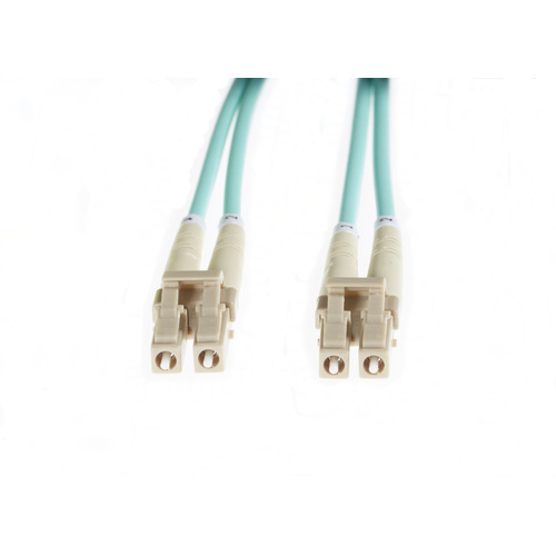 30m LC-LC OM4 Multimode Fibre Optic Patch Cable: Aqua