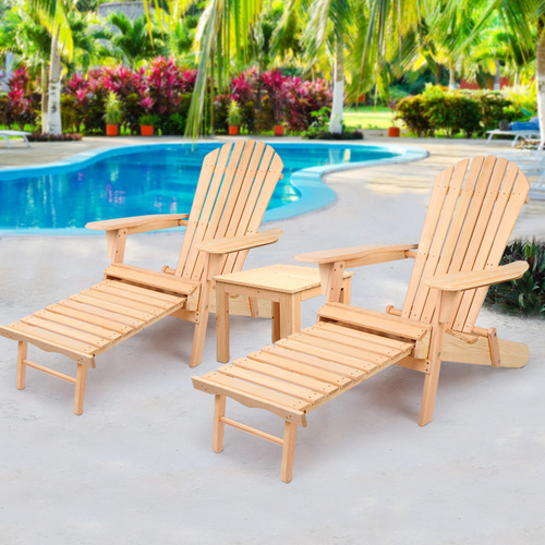 3 Piece Outdoor Beach Chair and Table Set 