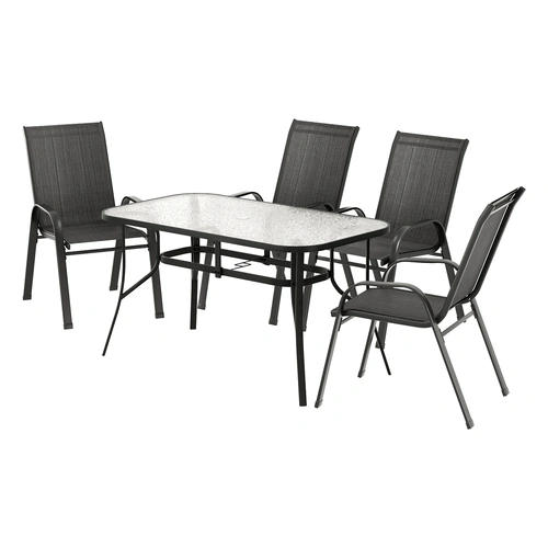 Gardeon 5PC Outdoor Dining Set Table and Chairs Patio Furniture Bistro Set Garden Black