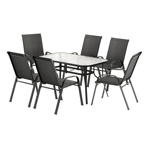 Gardeon 7PC Outdoor Dining Set Table and Chairs Patio Furniture Bistro Set Garden Black