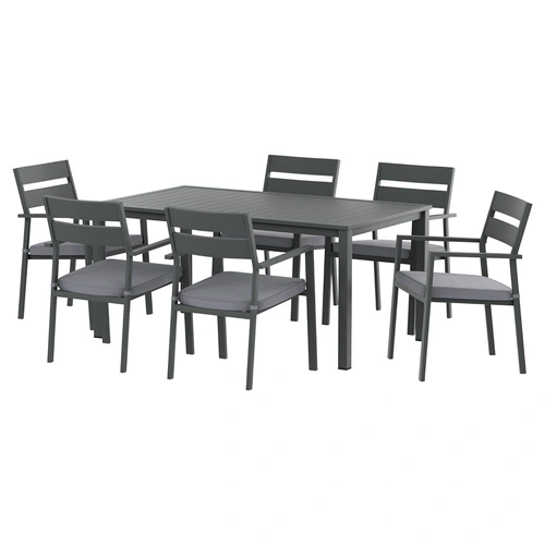 Gardeon Outdoor Dining Set 7 Piece Aluminum Table Chairs Setting Black