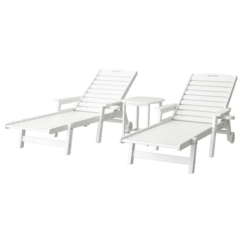 Gardeon Sun Lounge Lounger Beach Chair HDPE Patio Outdoor Furniture with Wheels White