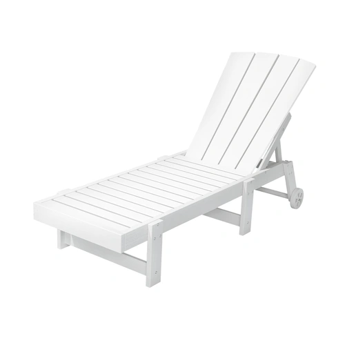 Gardeon Sun Lounge Beach Chair HDPE Adirondack Lounger Patio Outdoor Furniture with Wheels White