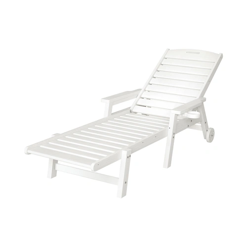Gardeon Sun Lounge Lounger Beach Chair HDPE Patio Outdoor Furniture with Wheels White