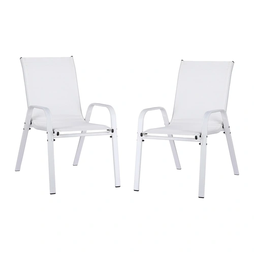 Gardeon 2PC Outdoor Dining Chairs Stackable Lounge Chair Patio Furniture White