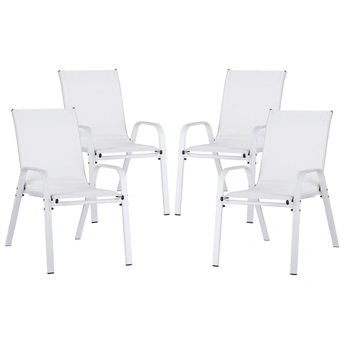Gardeon 4PC Outdoor Dining Chairs Stackable Lounge Chair Patio Furniture White