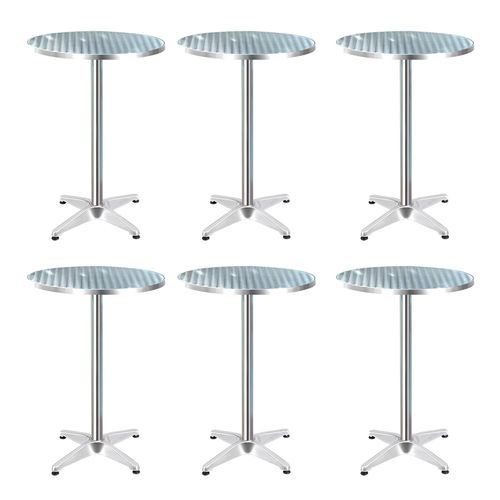 6pcs Outdoor Bar Table Furniture Adjustable Aluminium Cafe Table Round