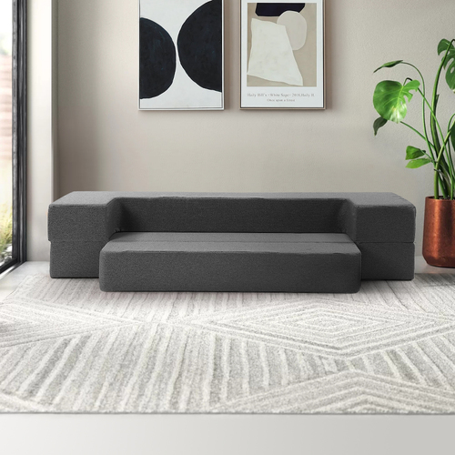 Giselle Bedding Portable Sofa Bed Folding Mattress Lounger Chair Ottoman Grey