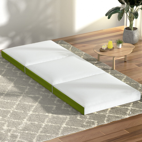 Beecher Bedding Foldable Mattress Folding Bed Mat Camping Trifold Single Green