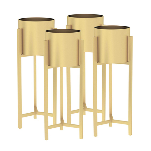 SOGA 4X 60cm Gold Metal Plant Stand with Flower Pot Holder Corner Shelving Rack Indoor Display