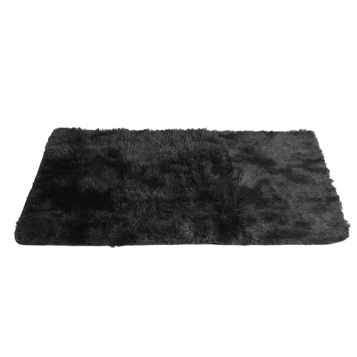 Marlow Floor Rug Shaggy Rugs Soft Large Carpet Area Tie-dyed 140x200cm Black