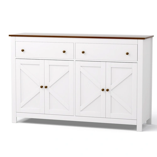 Buffet Sideboard Storage Cabinet Kitchen Cupboard 2 Drawers 140 cm White