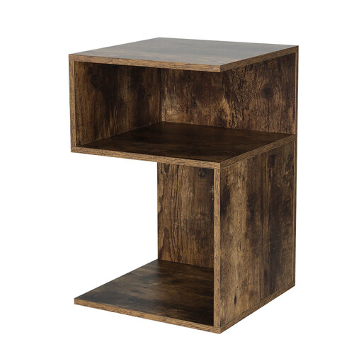 Bedside Table 2 Shelves Nightstand Side End Lamp Table Bedroom Rust Oak