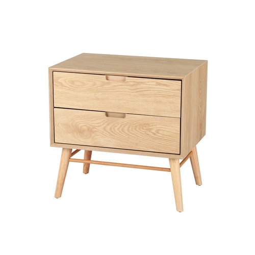 Bedside Table 2 Drawers Side End Table Nightstand Legs Bedroom Storage
