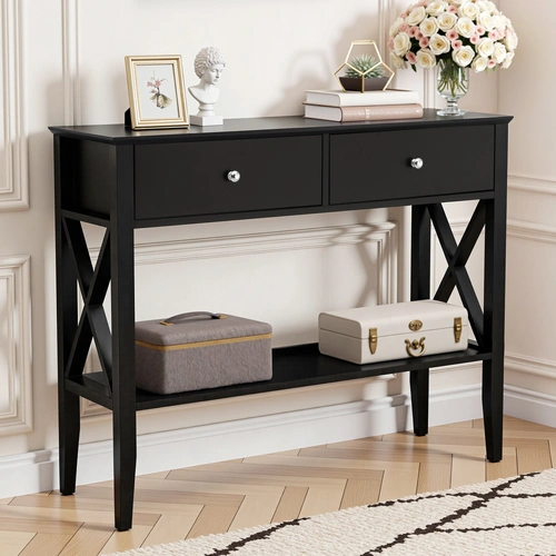 Artiss Console Table 2 Drawers 100CM Black