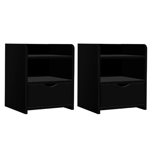 Artiss 2X Bedside Table 1 Drawer with Shelf - FARA Black