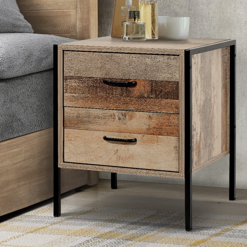 Bedside Table 2 Drawers - BARNLY
