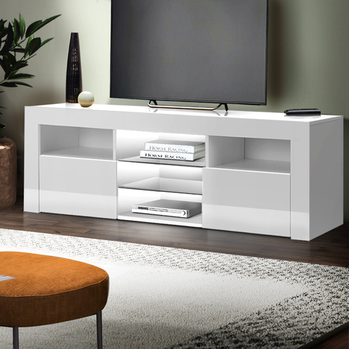 Entertainment Unit TV Cabinet LED 145cm White Angus