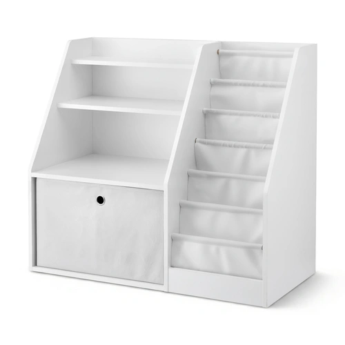 Keezi Kids Bookshelf Children Bookcase Organizer Storage Rack Display Drawer White