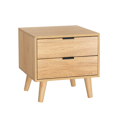 Bedside Table 2 Drawers Nightstand Side End Table Storage Cabinet Pine