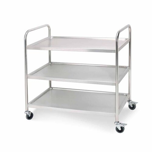 3 Tier 81x46x85cm Stainless Steel Kitchen Dinning Food Cart Trolley Utility Round Small