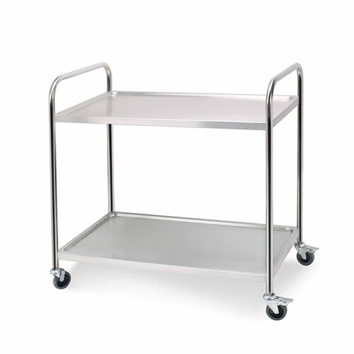 2 Tier 81x46x85cm Stainless Steel Kitchen Dining Food Cart Trolley Utility Round Small