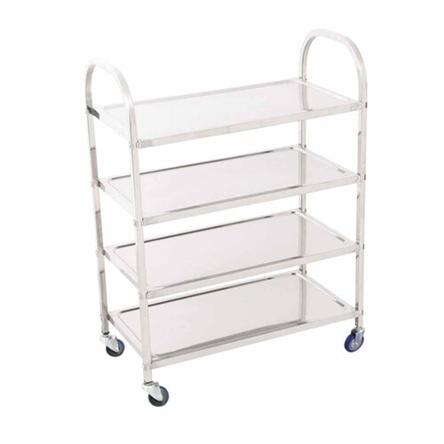 4 Tier Stainless Steel Kitchen Dinning Food Cart Trolley Utility Size Square Large