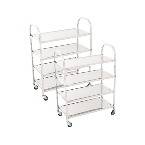 2X 4 Tier Stainless Steel Kitchen Dinning Food Cart Trolley Utility Size Square Medium