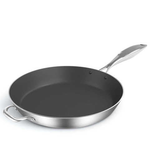 Stainless Steel Fry Pan 34cm Frying Pan Induction FryPan Non Stick Interior
