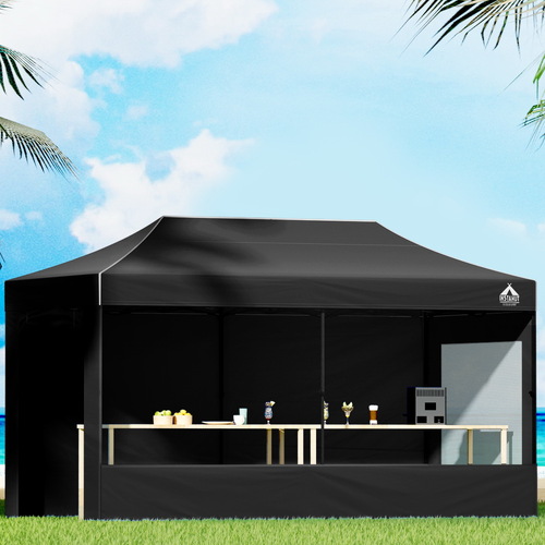 Gazebo Pop Up Marquee 3x6m Folding Wedding Tent Gazebos Shade Black