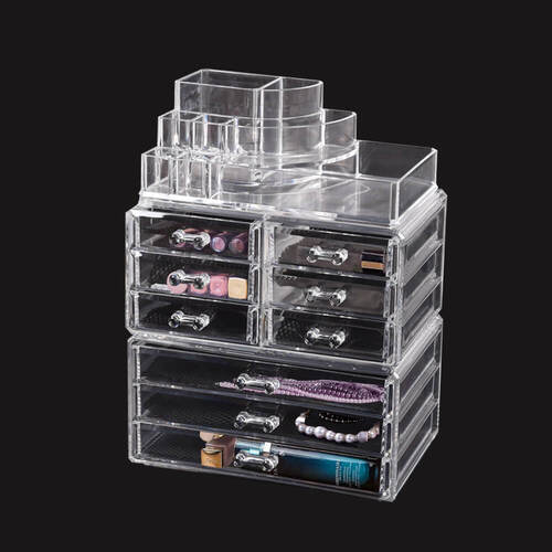 9 Drawer Clear Acrylic Cosmetic Makeup Organizer Jewellery Storage Box