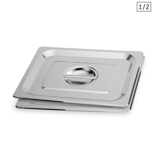 2X Gastronorm GN Pan Lid Full Size 1/2 Stainless Steel Tray Top Cover