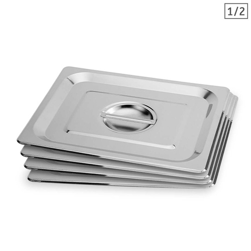 4X Gastronorm GN Pan Lid Full Size 1/2 Stainless Steel Tray Top Cover
