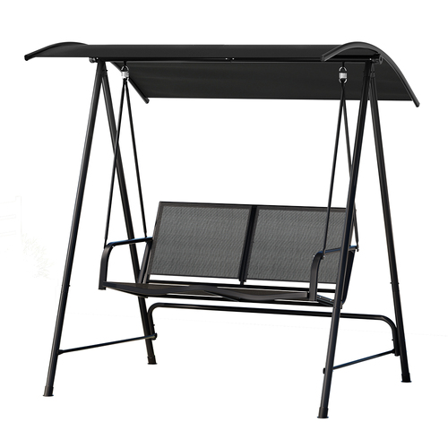 Outdoor Swing Chair Garden Bench 2 Seater Canopy Patio Furniture Black