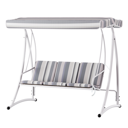 Outdoor Swing Chair Garden Bench Furniture Canopy 3 Seater White Grey