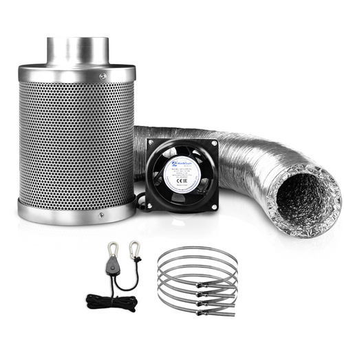 Greenfingers Hydroponics Grow Tent Ventilation Kit Vent Fan Carbon Filter Duct Ducting 4 inch