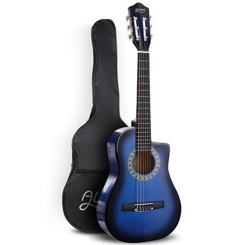 34" Inch Guitar Classical Acoustic Cutaway Wooden Ideal Kids Gift Children 1/2 Size Blue