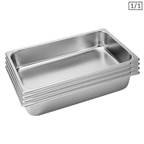 4X Gastronorm GN Pan Full Size 1/1 GN Pan 10cm Deep Stainless Steel Tray