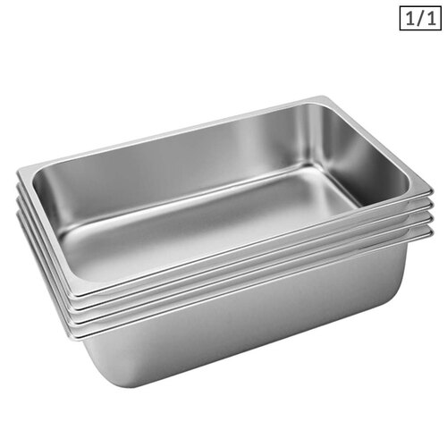 4X Gastronorm GN Pan Full Size 1/1 GN Pan 15cm Deep Stainless Steel Tray