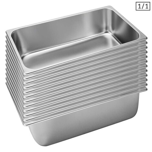 12X Gastronorm GN Pan Full Size 1/1 GN Pan 20cm Deep Stainless Steel Tray