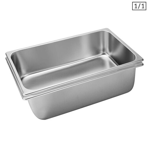 2X Gastronorm GN Pan Full Size 1/1 GN Pan 20cm Deep Stainless Steel Tray