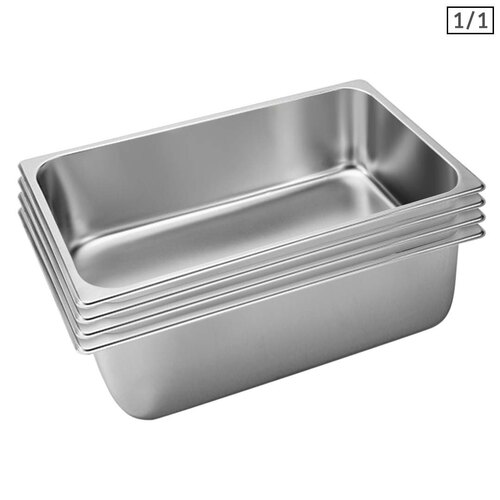 4X Gastronorm GN Pan Full Size 1/1 GN Pan 20cm Deep Stainless Steel Tray