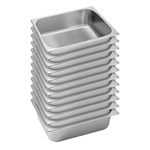 12X  Gastronorm GN Pan Full Size 1/2 GN Pan 10cm Deep Stainless Steel Tray
